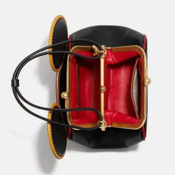 NWT Coach Mickey Mouse X Keith Haring Small Leather Kisslock Crossbody Bag NEW - Picture 6 of 11